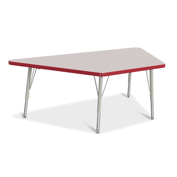 Berries® Trapezoid Activity Tables - 30" X 60", E-Height - Gray/Red/Gray