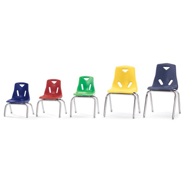 Berries® Stacking Chairs With Chrome-Plated Legs - 16" Ht - Set Of 6 - Navy