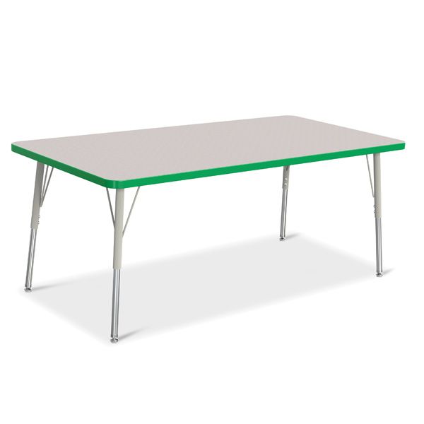 Berries® Rectangle Activity Table - 30" X 60", A-Height - Gray/Green/Gray
