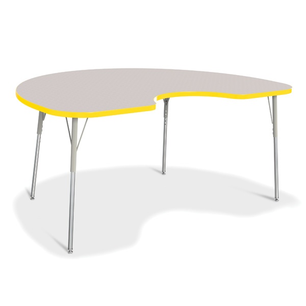 Berries® Kidney Activity Table - 48" X 72", A-Height - Gray/Yellow/Gray