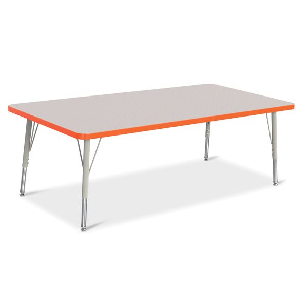 Berries® Rectangle Activity Table - 30" X 60", E-Height - Gray/Orange/Gray