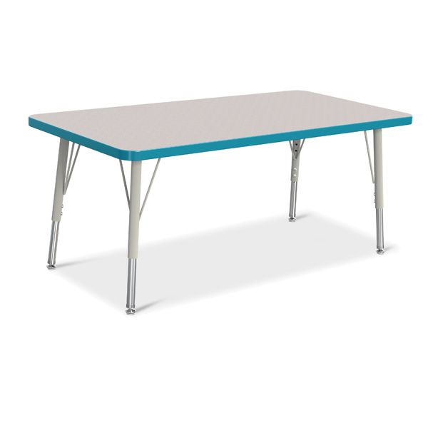 Berries® Rectangle Activity Table - 24" X 48", E-Height - Gray/Teal/Gray