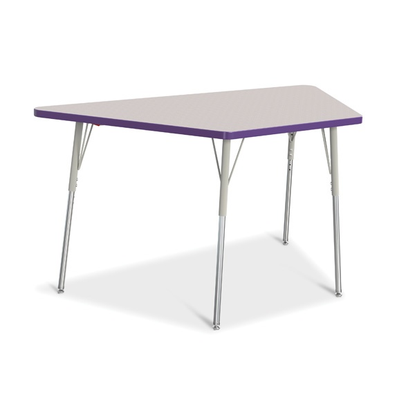Berries® Trapezoid Activity Tables - 30" X 60", A-Height - Gray/Purple/Gray