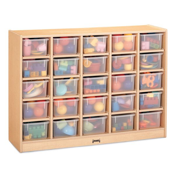 Maplewave® 25 Cubbie-Tray Mobile Storage - With Clear Trays