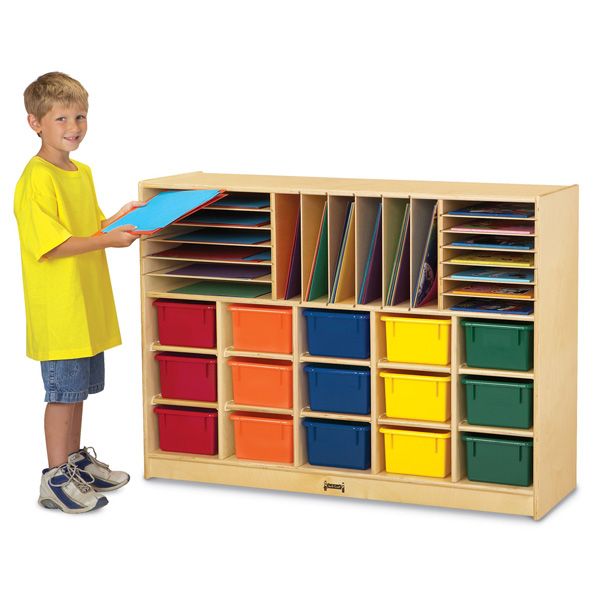 Jonti-Craft® Sectional Cubbie-Tray Mobile Unit - With Colored Trays