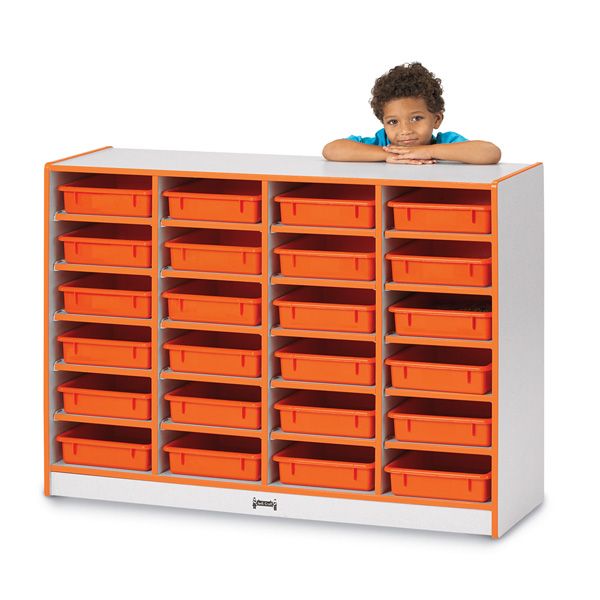 Rainbow Accents® 24 Paper-Tray Mobile Storage - With Paper-Trays - Orange