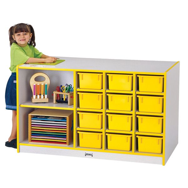 Rainbow Accents® Mobile Storage Island - With Trays - Yellow