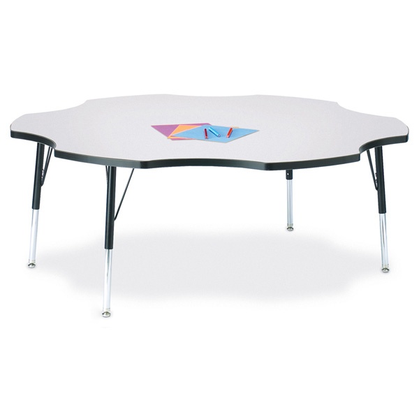 Berries® Six Leaf Activity Table - 60", E-Height - Gray/Black/Black