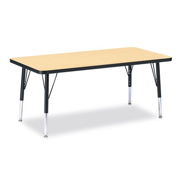 Berries® Rectangle Activity Table - 24" X 48", T-Height - Maple/Black/Black