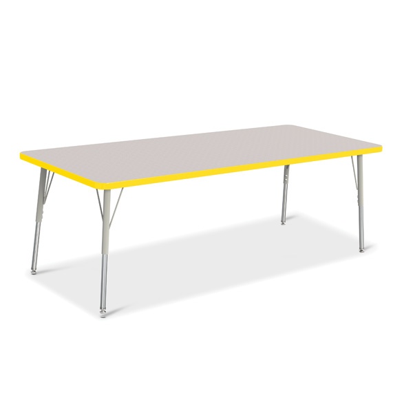 Berries® Rectangle Activity Table - 30" X 72", A-Height - Gray/Yellow/Gray