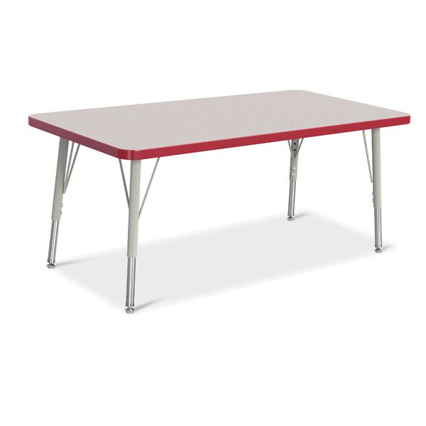 Berries® Rectangle Activity Table - 24" X 48", E-Height - Gray/Red/Gray