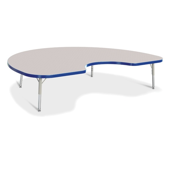 Berries® Kidney Activity Table - 48" X 72", T-Height - Gray/Blue/Gray