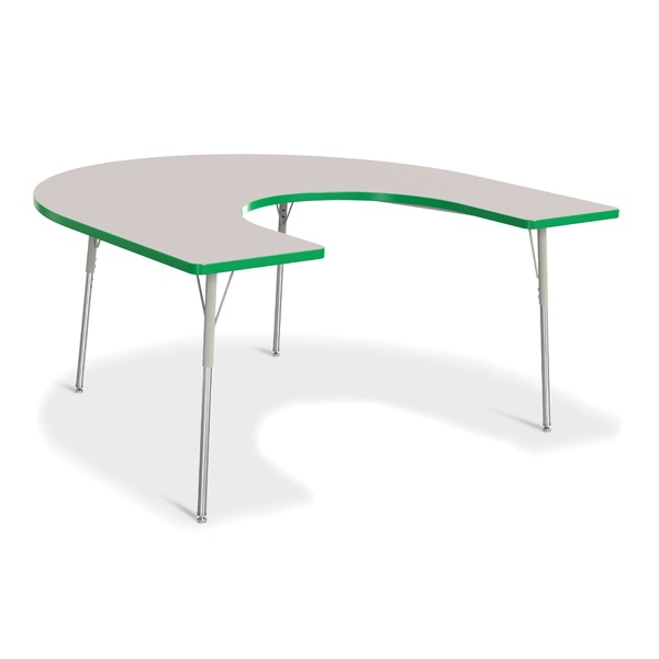 Berries® Horseshoe Activity Table - 66" X 60", A-Height - Gray/Green/Gray