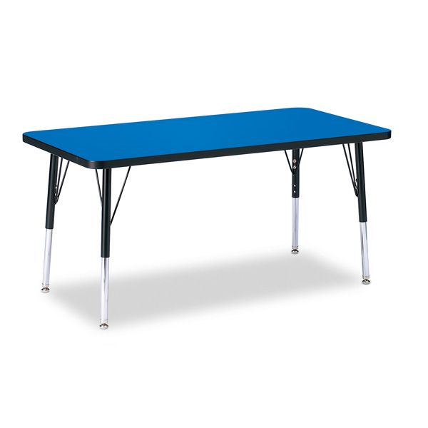Berries® Rectangle Activity Table - 24" X 48", E-Height - Blue/Black/Black