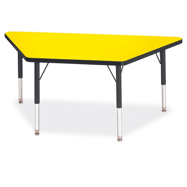 Berries® Trapezoid Activity Tables - 24" X 48", T-Height - Yellow/Black/Black