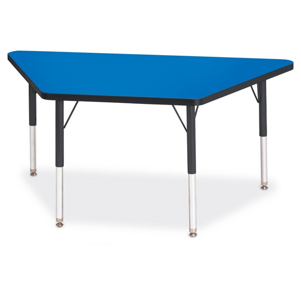 Berries® Trapezoid Activity Tables - 24" X 48", E-Height - Blue/Black/Black
