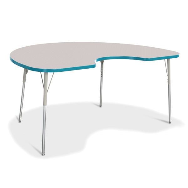 Berries® Kidney Activity Table - 48" X 72", A-Height - Gray/Teal/Gray