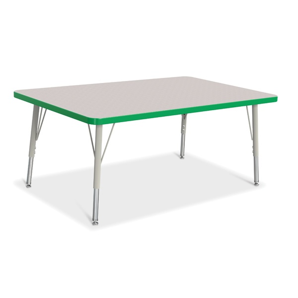 Berries® Rectangle Activity Table - 30" X 48", E-Height - Gray/Green/Gray