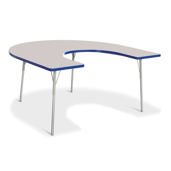 Berries® Horseshoe Activity Table - 66" X 60", A-Height - Gray/Blue/Gray