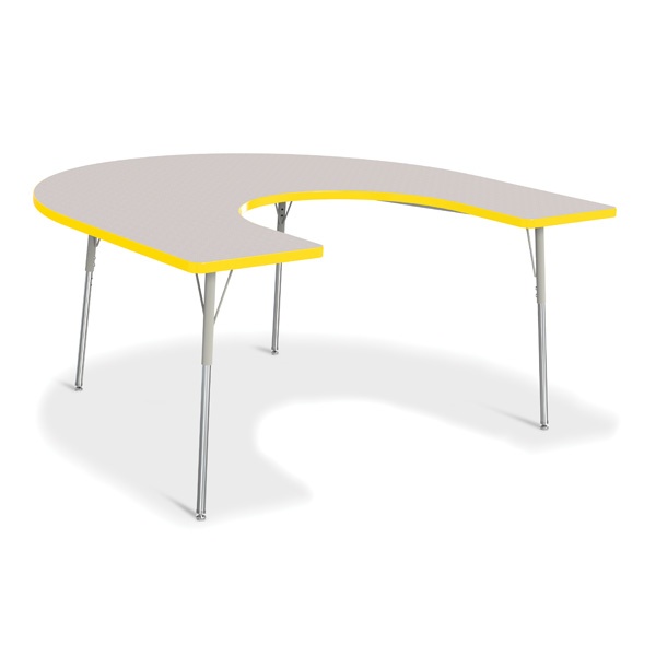Berries® Horseshoe Activity Table - 66" X 60", A-Height - Gray/Yellow/Gray
