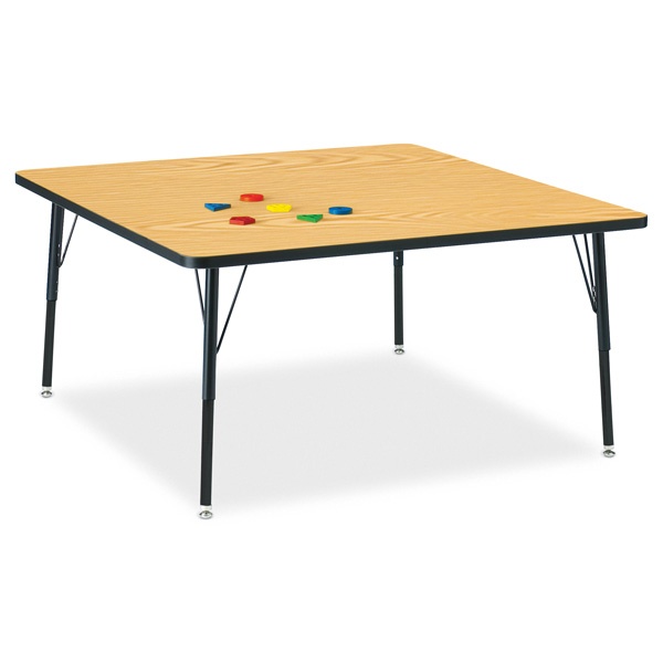 Berries® Square Activity Table - 48" X 48", A-Height - Oak/Black/Black