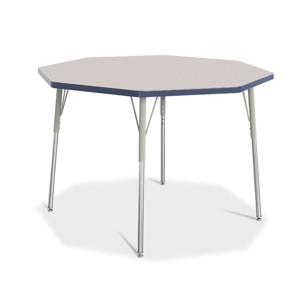 Berries® Octagon Activity Table - 48" X 48", A-Height - Gray/Navy/Gray