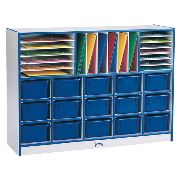 Rainbow Accents® Sectional Cubbie-Tray Mobile Unit - With Trays - Navy