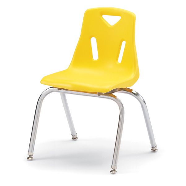 Berries® Stacking Chairs With Chrome-Plated Legs - 16" Ht - Set Of 6 - Yellow