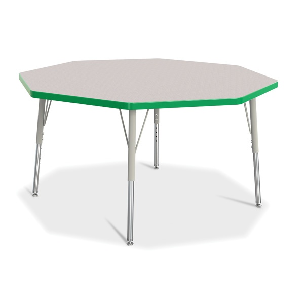 Berries® Octagon Activity Table - 48" X 48", E-Height - Gray/Green/Gray
