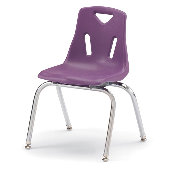 Berries® Stacking Chairs With Chrome-Plated Legs - 16" Ht - Set Of 6 - Purple