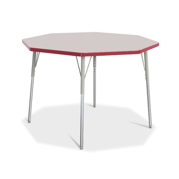 Berries® Octagon Activity Table - 48" X 48", A-Height - Gray/Red/Gray