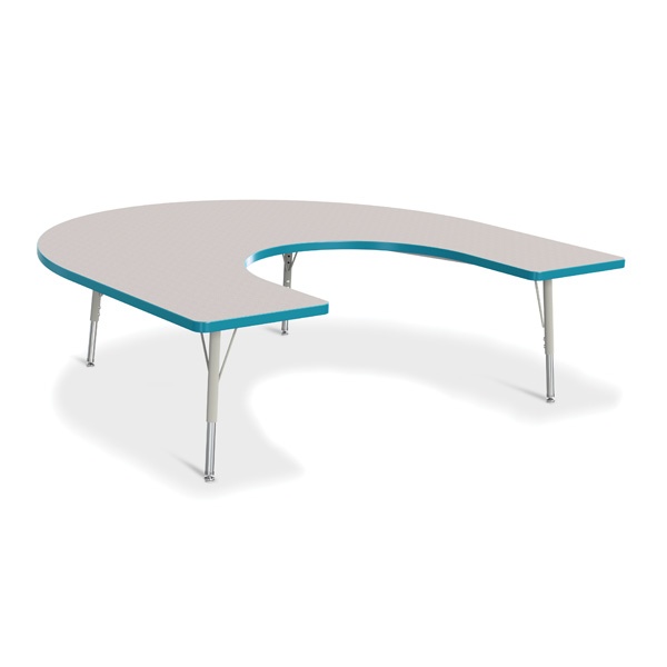 Berries® Horseshoe Activity Table - 66" X 60", E-Height - Gray/Teal/Gray