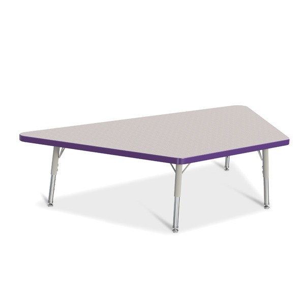 Berries® Trapezoid Activity Tables - 30" X 60", T-Height - Gray/Purple/Gray