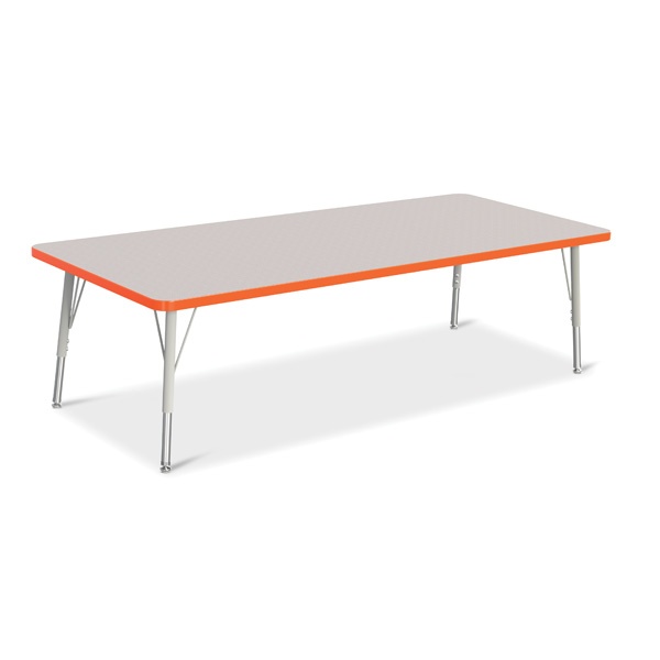 Berries® Rectangle Activity Table - 30" X 72", E-Height - Gray/Orange/Gray