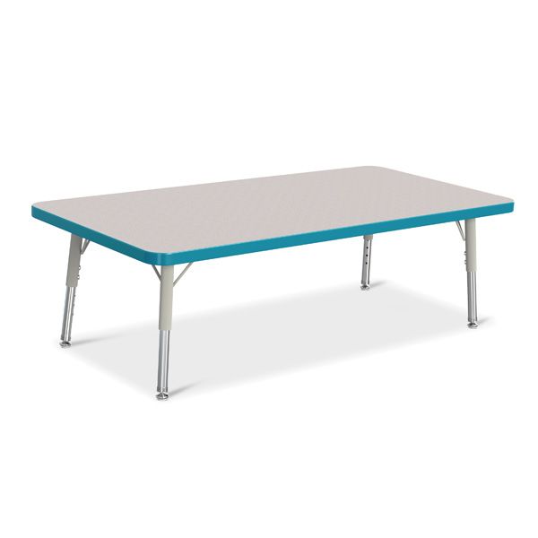 Berries® Rectangle Activity Table - 24" X 48", T-Height - Gray/Teal/Gray
