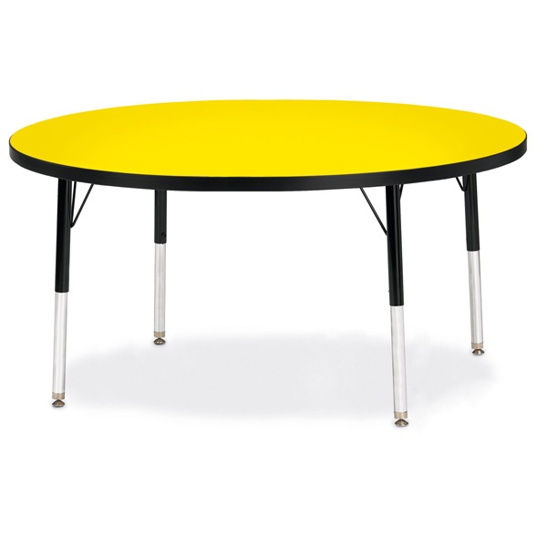 Berries® Round Activity Table - 48" Diameter, E-Height - Yellow/Black/Black