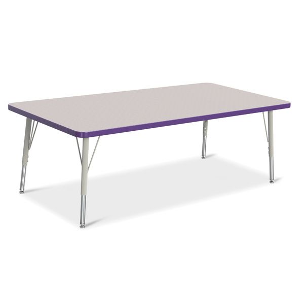 Berries® Rectangle Activity Table - 30" X 60", E-Height - Gray/Purple/Gray