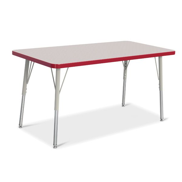 Berries® Rectangle Activity Table - 24" X 48", A-Height - Gray/Red/Gray