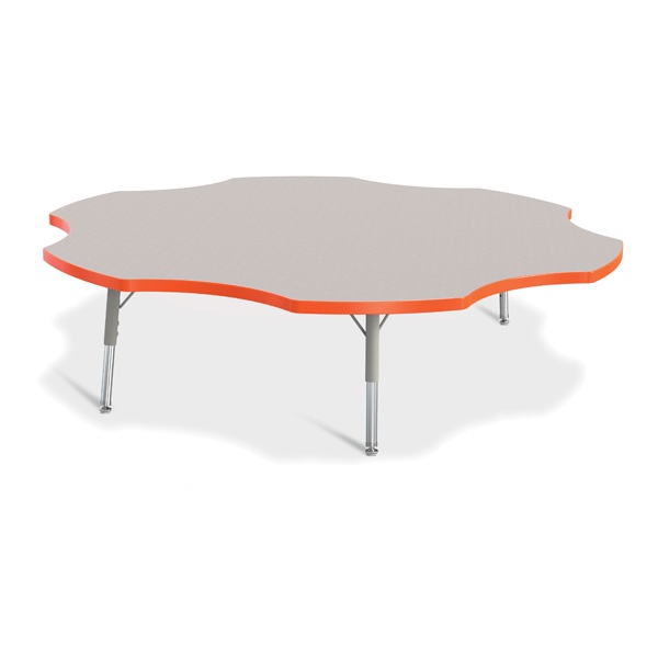 Berries® Six Leaf Activity Table - 60", T-Height - Gray/Orange/Gray