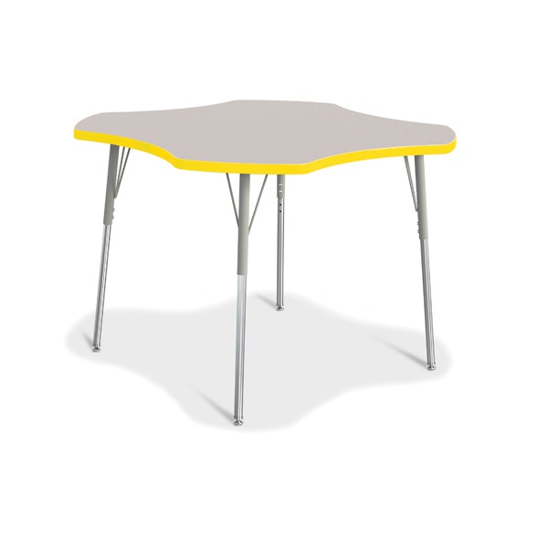 Berries® Four Leaf Activity Table, A-Height - Gray/Yellow/Gray