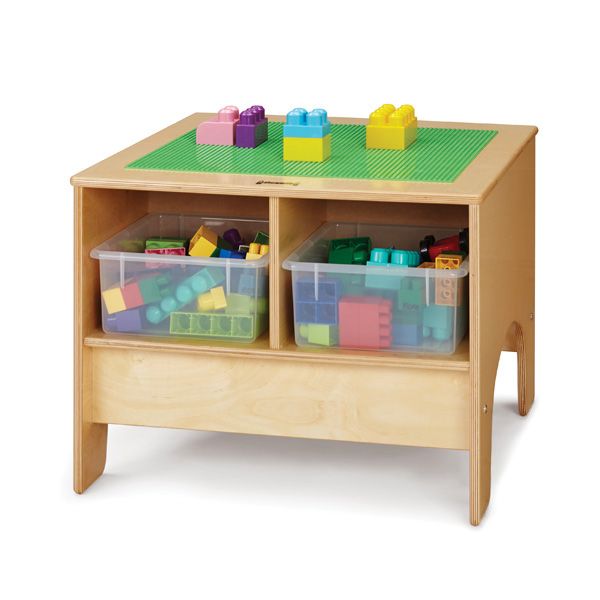 Jonti-Craft® Kydz Building Table - Preschool Brick Compatible - With Colored Tubs
