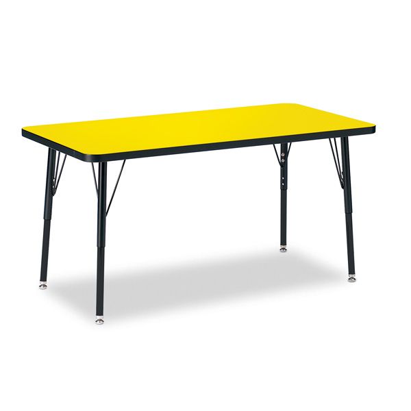Berries® Rectangle Activity Table - 24" X 48", A-Height - Yellow/Black/Black