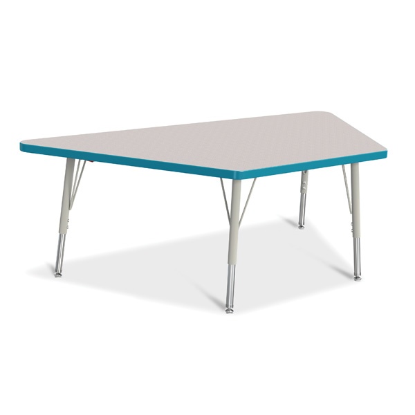 Berries® Trapezoid Activity Tables - 30" X 60", E-Height - Gray/Teal/Gray