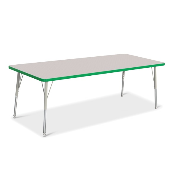 Berries® Rectangle Activity Table - 30" X 72", A-Height - Gray/Green/Gray