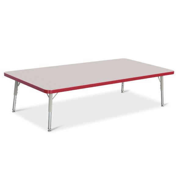 Berries® Rectangle Activity Table - 30" X 60", T-Height - Gray/Red/Gray