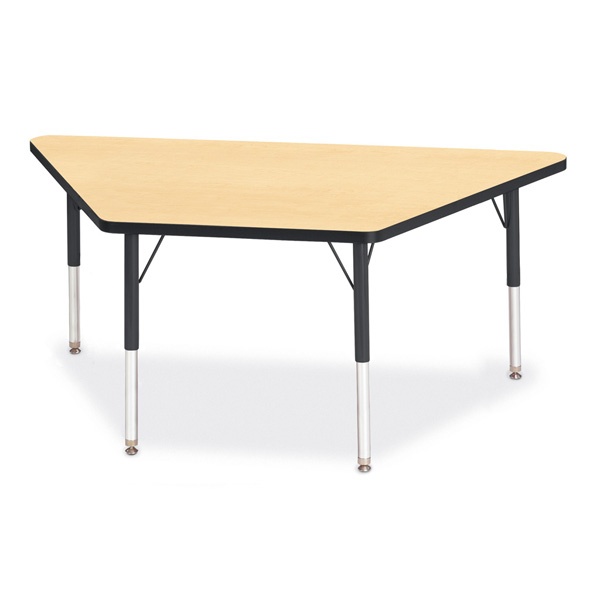 Berries® Trapezoid Activity Tables - 30" X 60", E-Height - Maple/Black/Black