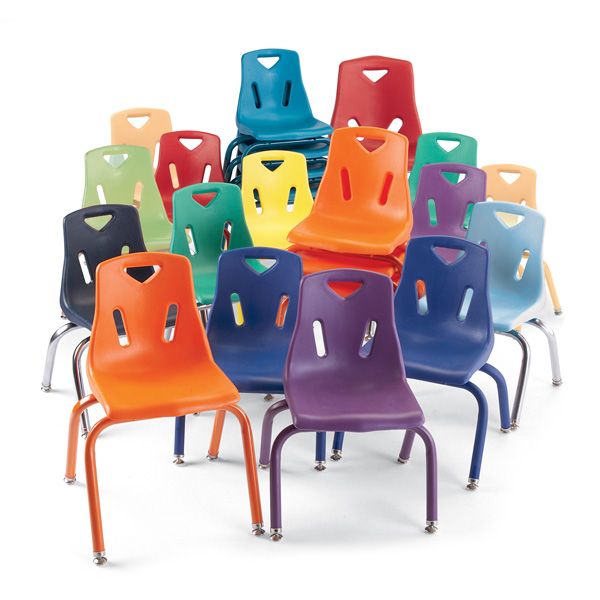 Berries® Stacking Chairs With Chrome-Plated Legs - 10" Ht - Set Of 6 - Teal