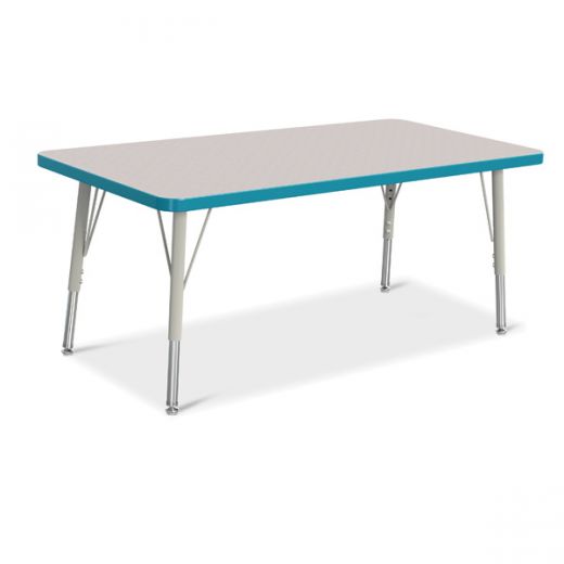 Berries Rectangle Activity Table - 24" x 48", E-Height - Gray/Teal/Gray