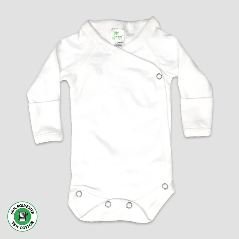Baby Kimono Creeper Onesies With Foldover Mittens – Polyester Cotton Blend