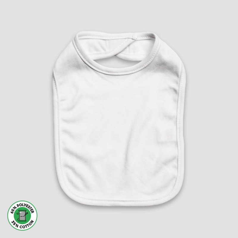 Baby Bibs 1 Ply – White – Poly-Cotton Blend